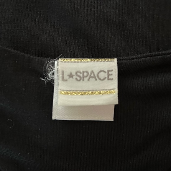 L*Space Ruched Midi Dress Black Racerback Side Slit Asymmetrical Cover-up S - Picture 7 of 8